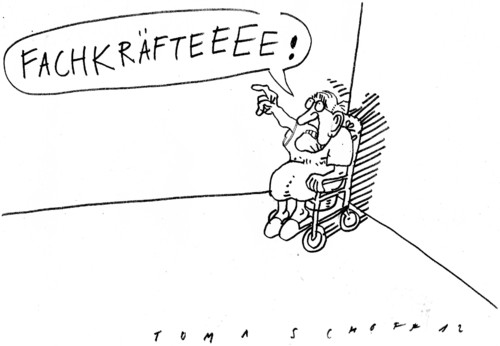 Cartoon: Pflegenotstand (medium) by Jan Tomaschoff tagged pflegenotstand,alte,fachkräfte,pflegenotstand,alte,fachkräfte