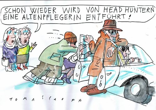 Cartoon: Pflegerin (medium) by Jan Tomaschoff tagged pflege,fachkräftemangel,pflege,fachkräftemangel