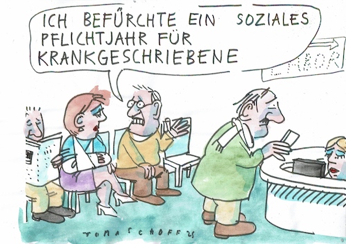Cartoon: Pflichtjahr (medium) by Jan Tomaschoff tagged soziale,pflichtjahr,staatsfinanzen,krankheit,soziale,pflichtjahr,staatsfinanzen,krankheit