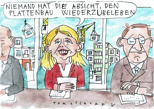Cartoon: Platte (medium) by Jan Tomaschoff tagged beuen,wohnungsnot,plattengbau,poltokerversprechen,beuen,wohnungsnot,plattengbau,poltokerversprechen