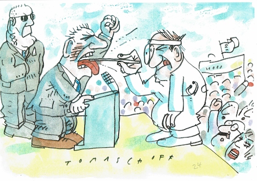 Cartoon: Politikertest (medium) by Jan Tomaschoff tagged politiker,wahlkampf,verprechen,politiker,wahlkampf,verprechen