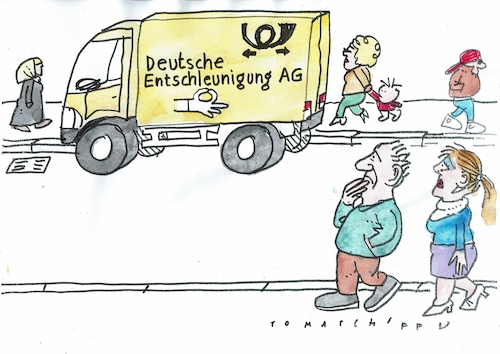 Cartoon: Post (medium) by Jan Tomaschoff tagged post,tempo,langsamkeit,post,tempo,langsamkeit