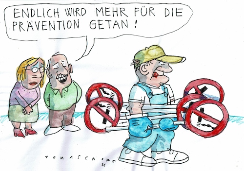 Cartoon: Prävention (medium) by Jan Tomaschoff tagged gesundheit,kosten,vorbeugung,behandlung,rauchen,gesundheit,kosten,vorbeugung,behandlung,rauchen