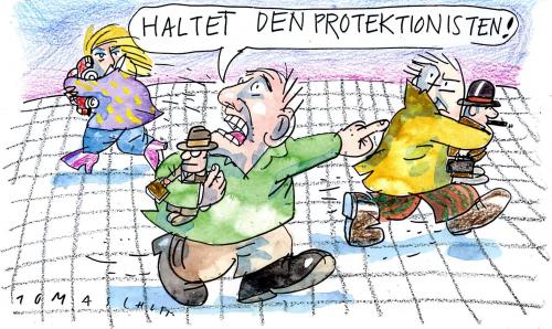 Cartoon: Protektionismus (medium) by Jan Tomaschoff tagged protektionismus,binnenwirtschaft,wirtschaftskrise,rezession