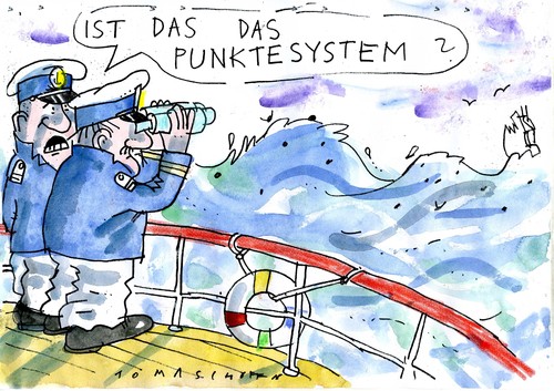 Cartoon: Punktesystem (medium) by Jan Tomaschoff tagged einwanderung,einwanderung