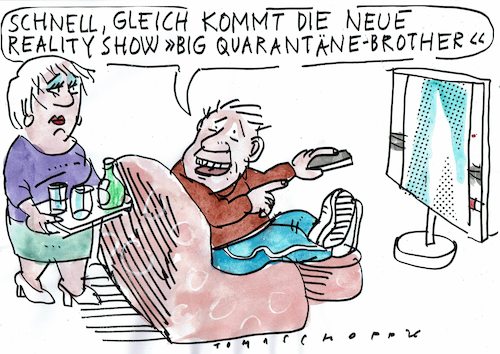 Cartoon: Quarantäne (medium) by Jan Tomaschoff tagged viren,epidemie,quarantäne,schaulust,viren,epidemie,quarantäne,schaulust