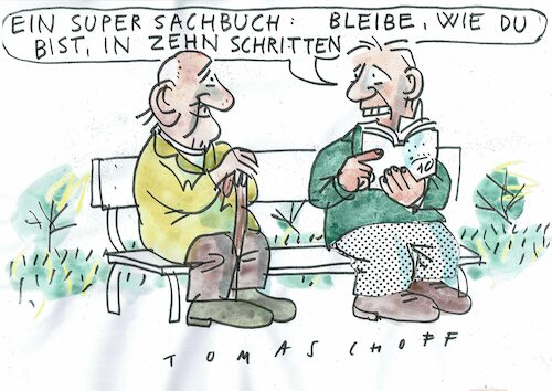 Cartoon: Ratgeber (medium) by Jan Tomaschoff tagged ratgeber,selbstoptimierung,zufriedenheit,ratgeber,selbstoptimierung,zufriedenheit