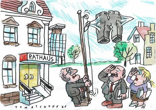 Cartoon: Rathaus (medium) by Jan Tomaschoff tagged kommunen,schulden,krise,kommunen,schulden,krise