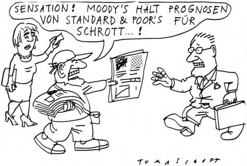 Cartoon: Rating-Agenturen (medium) by Jan Tomaschoff tagged ratingagenturen,moodys,standard,poors,ratingagenturen,moodys,standard,armut,arm