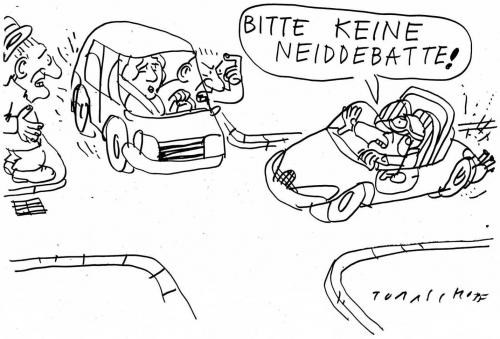 Cartoon: Rechts vor Links (medium) by Jan Tomaschoff tagged auto,gehälter,gesellschaft,einkommen,neid,verkehr