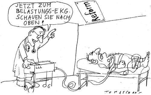 Cartoon: Reform (medium) by Jan Tomaschoff tagged gesundheitsreform,patienten,krankenkassen