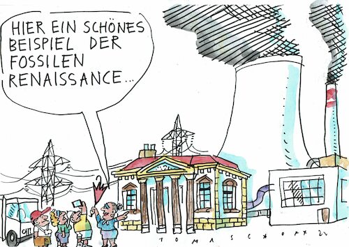 Cartoon: Renaissance (medium) by Jan Tomaschoff tagged energie,fossil,krise,kohle,gas,energie,fossil,krise,kohle,gas