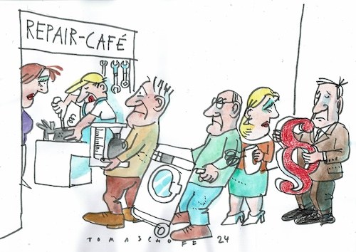 Cartoon: Repaircafe (medium) by Jan Tomaschoff tagged gesetze,reparatur,gesetze,reparatur