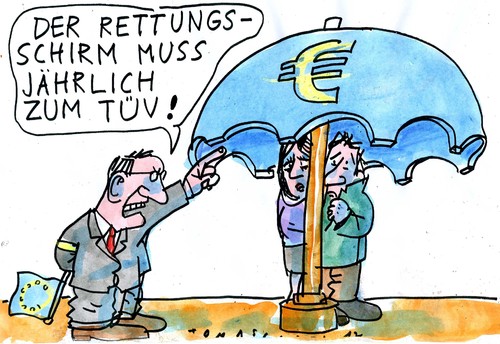 Cartoon: Rettungsschirm (medium) by Jan Tomaschoff tagged banken,spanien,steuergelder,eurokrise,rettungsschirm