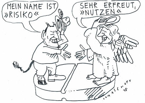 Cartoon: Risiko Nutzen (medium) by Jan Tomaschoff tagged gesundheit,medikamente,risiko,nutzen,nebenwirkung,gesundheit,medikamente,risiko,nutzen,nebenwirkung