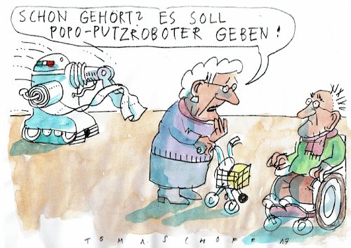 Cartoon: Roboter (medium) by Jan Tomaschoff tagged pflege,personalmangel,roboter,pflege,personalmangel,roboter