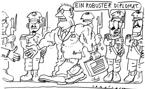Cartoon: Robustes Mandat (medium) by Jan Tomaschoff tagged diplomat,robustes,mandat,auslandseinsatz