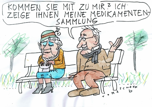 Cartoon: Sammlung (medium) by Jan Tomaschoff tagged geundheit,alter,medizin,medikamente,geundheit,alter,medizin,medikamente