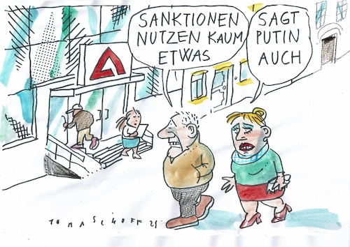 Cartoon: Sanktionen (medium) by Jan Tomaschoff tagged rußland,putin,sanktion,bürgergeld,rußland,putin,sanktion,bürgergeld