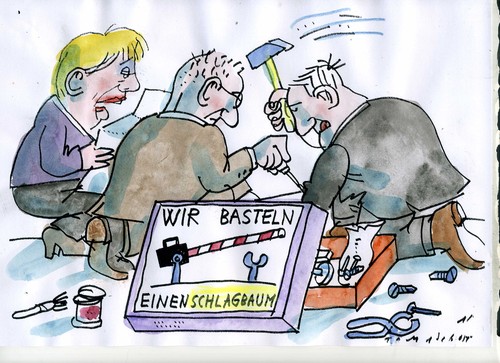 Cartoon: Schlagbaum (medium) by Jan Tomaschoff tagged migration,grenzen,migration,grenzen