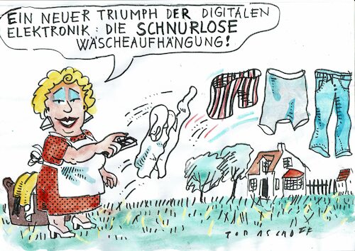 Cartoon: schnurlos (medium) by Jan Tomaschoff tagged digitalisierung,elektronik,digitalisierung,elektronik