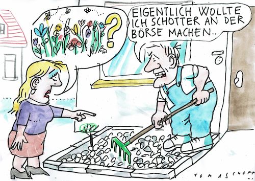 Cartoon: Schotter (medium) by Jan Tomaschoff tagged schottergarten,börse,geld,schottergarten,börse,geld