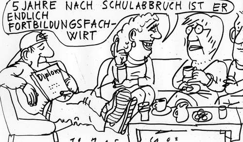 Cartoon: Schulabbrecher (medium) by Jan Tomaschoff tagged schulabbrecher,schulabbrecher,schule,schüler,abbrechen,bildung,wissen,jugend,jugendliche,karriere