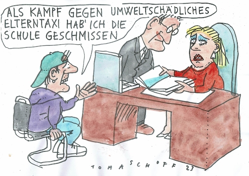 Cartoon: Schulabbruch (medium) by Jan Tomaschoff tagged schule,bildung,abbruch,schule,bildung,abbruch
