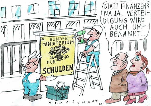 Cartoon: Schuldenministerium (medium) by Jan Tomaschoff tagged finanzen,haushalt,staatsschulden,finanzen,haushalt,staatsschulden