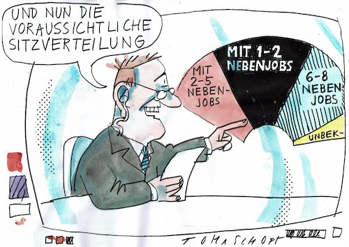 Cartoon: Sitzverteilung (medium) by Jan Tomaschoff tagged abgeordnete,nebenjobs,abgeordnete,nebenjobs