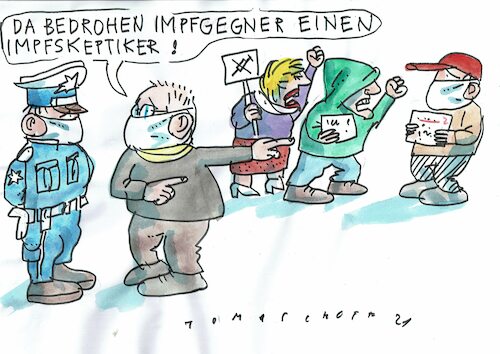 Cartoon: Skeptiker (medium) by Jan Tomaschoff tagged corona,impfunge,gegner,skeptiker,corona,impfunge,gegner,skeptiker