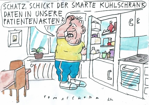 Cartoon: smart home (medium) by Jan Tomaschoff tagged ernährung,gesundheit,patientenakte,daten,ernährung,gesundheit,patientenakte,daten