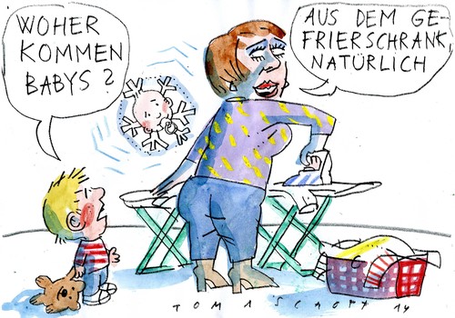 Cartoon: social freezing (medium) by Jan Tomaschoff tagged eizellen,kinderwunsch,eizellen,kinderwunsch