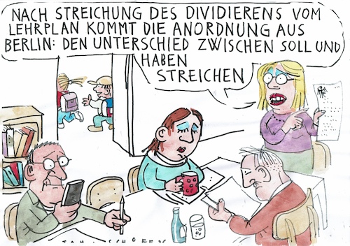 Cartoon: Soll und Haben (medium) by Jan Tomaschoff tagged rechnen,schule,schulden,rechnen,schule,schulden