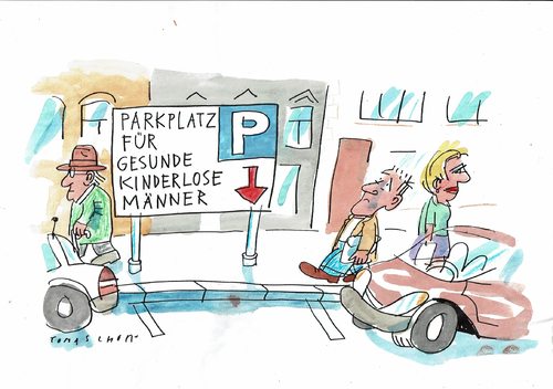 Cartoon: Sonderparkplatz (medium) by Jan Tomaschoff tagged gleichheit,bevorzugung,gleichheit,bevorzugung