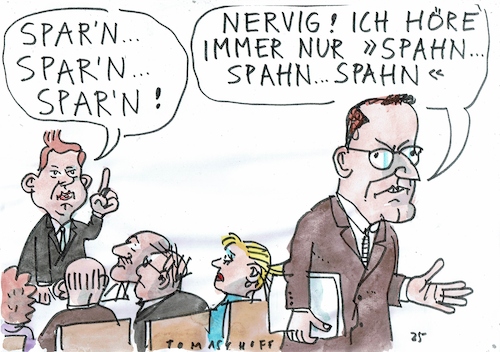 Cartoon: Spahn (medium) by Jan Tomaschoff tagged hashalt,klingbeil,sparn,spahn,hashalt,klingbeil,sparn,spahn
