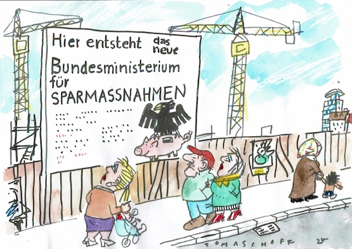 Cartoon: Sparen (medium) by Jan Tomaschoff tagged haushalt,staatsschulden,sparen,haushalt,staatsschulden,sparen