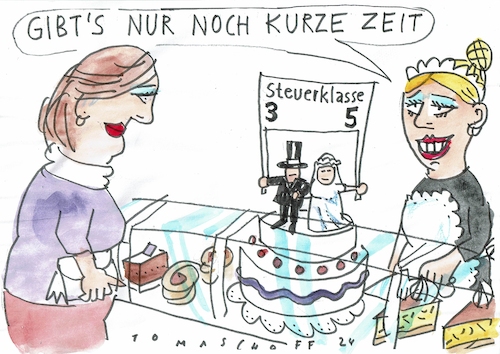 Cartoon: Splitting (medium) by Jan Tomaschoff tagged steuern,ehe,splitting,steuern,ehe,splitting