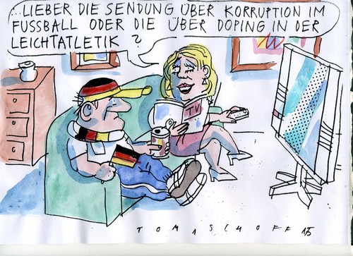 Cartoon: Sport (medium) by Jan Tomaschoff tagged korruption,doping,fussball,leichtatletik,korruption,doping,fussball,leichtatletik