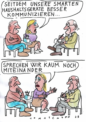 Cartoon: Sprechen (medium) by Jan Tomaschoff tagged smart,home,kommunikation,mensch,maschine,smart,home,kommunikation,mensch,maschine