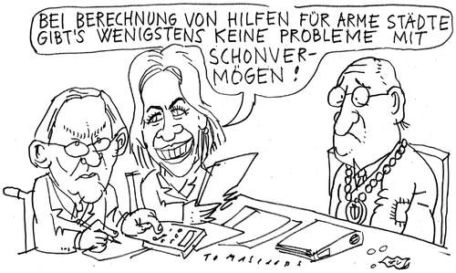 Cartoon: Städte und Gemeinden (medium) by Jan Tomaschoff tagged städte,kommunen,schonvermögen