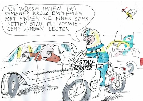 Cartoon: Stauberatung (medium) by Jan Tomaschoff tagged auto,verkehr,stau,auto,verkehr,stau
