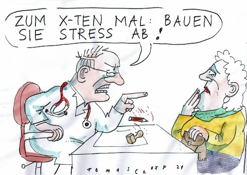 Cartoon: Stressabbau (medium) by Jan Tomaschoff tagged stress,medizin,gespräch,stress,medizin,gespräch