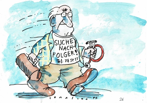 Cartoon: Suche (medium) by Jan Tomaschoff tagged ärzte,demografie,alter,rente,ärzte,demografie,alter,rente