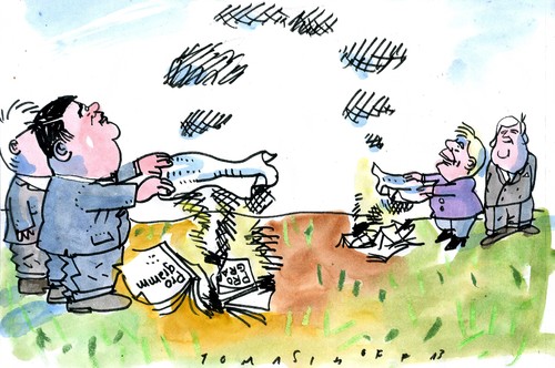 Cartoon: Sugnale (medium) by Jan Tomaschoff tagged wahlen,koalition,große,große,koalition,wahlen