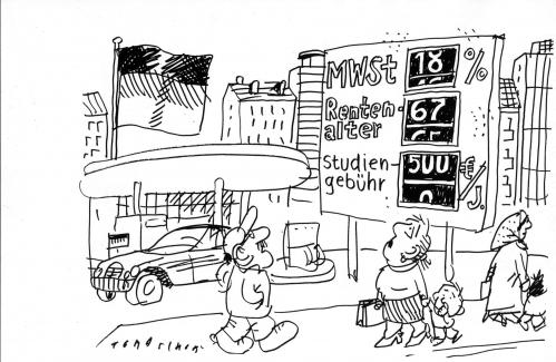 Cartoon: Tarife (medium) by Jan Tomaschoff tagged mehrwertsteuer,renteneintrittsalter,studiengebühren