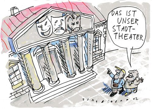 Cartoon: Theater (medium) by Jan Tomaschoff tagged theater,subventionen,kulturetat,theater,subventionen,kulturetat