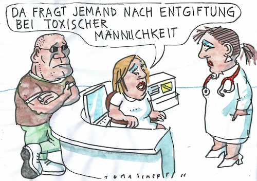 Cartoon: toxisch (medium) by Jan Tomaschoff tagged männlichkeit,psyche,behandlung,männlichkeit,psyche,behandlung