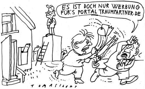 Cartoon: traumpartner.de (medium) by Jan Tomaschoff tagged merkel,westerwelle,fdp,cdu,schwarzgelb