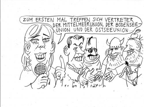 Cartoon: Treffen (medium) by Jan Tomaschoff tagged mittelmeerunion
